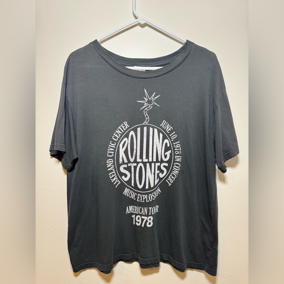 Tops - Vintage RARE Gray Rolling Stones Graphic T-Shirt, Size Medium